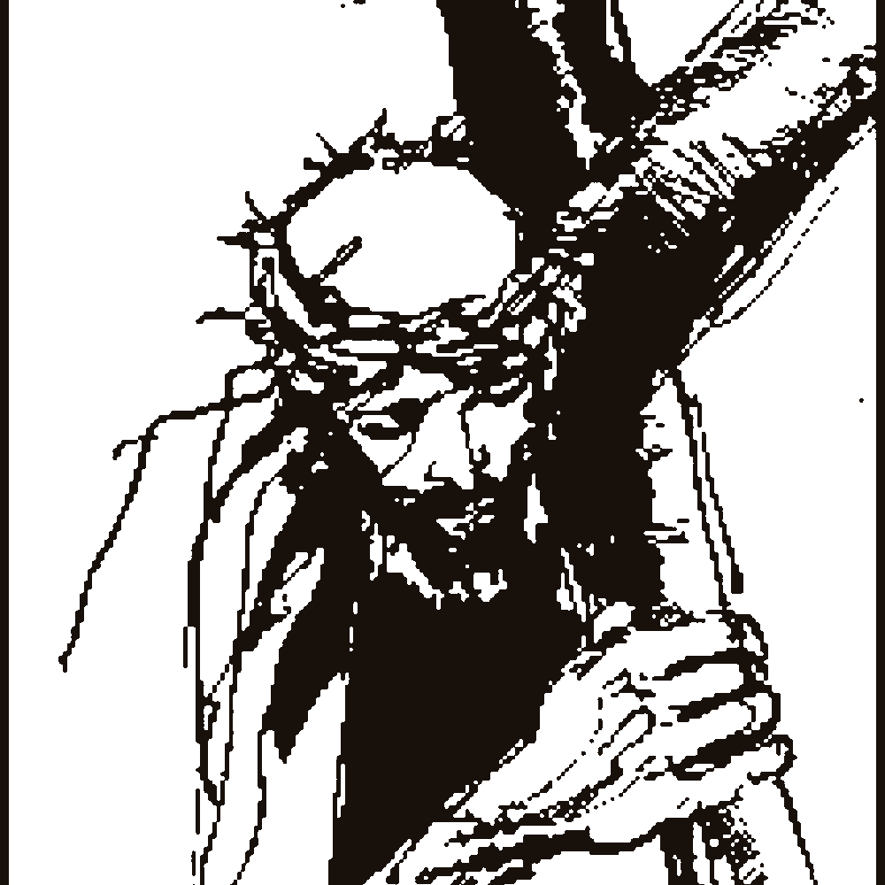 Woodcut of Christ bearing the cross, crowned with thorns — Ttonio's avatar